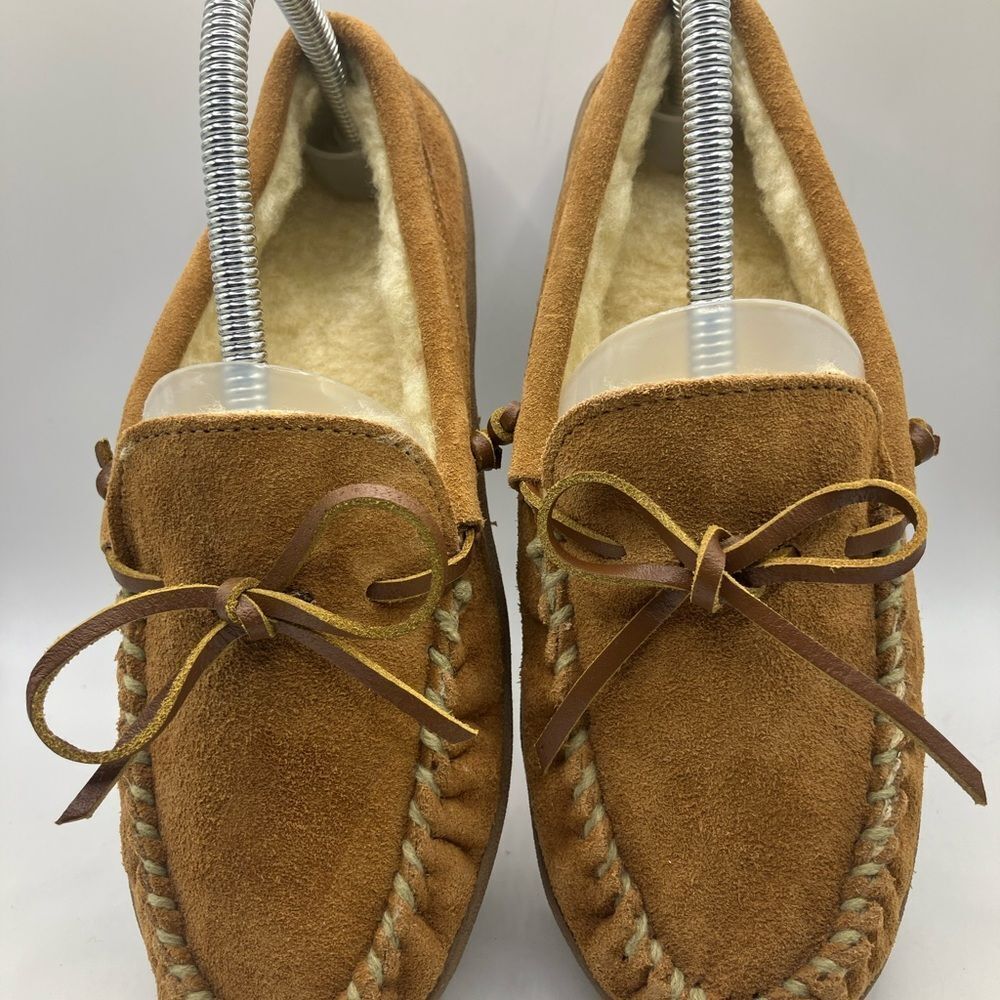 NEW Women's Boater Moccasin Tan Suede Upper with Fleece Lining. Size 5‎ (K)